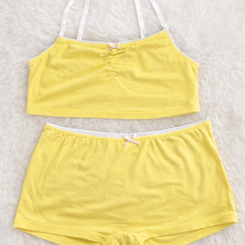 NWT PcheeBum Pastel Yellow Bow Pj Set